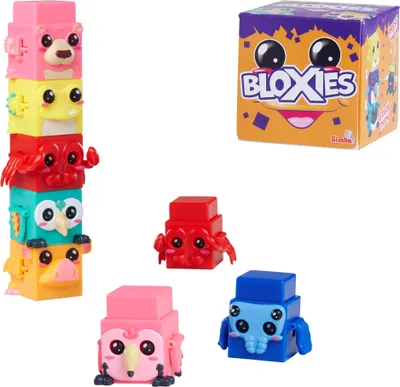 Produktbild von Simba Toys Bloxies Figur Serie II (1 Stück) – Tier-Baustein zum Stapeln und Sammeln, lustiger Bewegungseffekt, 4,5 cm, Auswahl per Zufallsprinzip, Spi