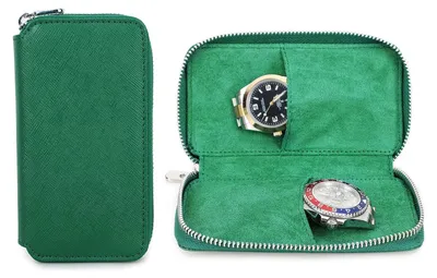 Imagen del producto de Solidchoice - Caja de almacenamiento para 2 relojes, fabricada en cuero Saffiano