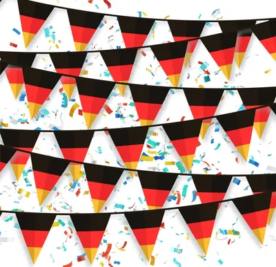 Produktbild von XXL Wimpelkette 5 Meter Deutschland Girlande schwarz, rot, gelb (Gold) als Deko Dekoration, Fanartikel, Partydekoration zur Fußball EM