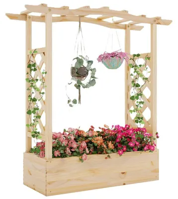Obrázek produktu pro Dřevěný vyvýšený záhon se závěšnou střechou GT4591NA, 114 x 35 x 110 cm, přírodní