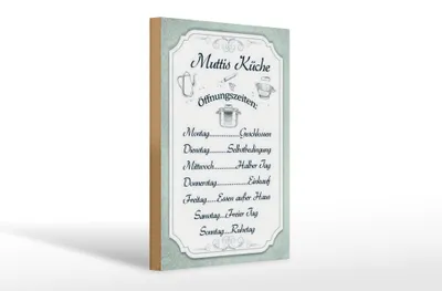 Produktbild von Holzschild  Muttis Küche Öffnungszeiten, 30 x 20 cm, Holzschilder Spruch Küche Kochmütze
