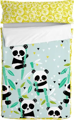 Produktbild von Bettbezug mit Füllung HappyFriday Moshi Moshi Panda Garden Blue Blau 105 x 200 cm