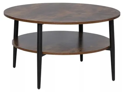 Image de Table basse ronde "Ella A" - Marron/Noir - D 80 x H 45 cm