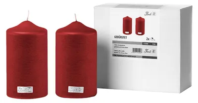 Produktbild von CANDLE 2er Set Stumpenkerzen - rot - Paraffin - H. 15cm x B. 8cm