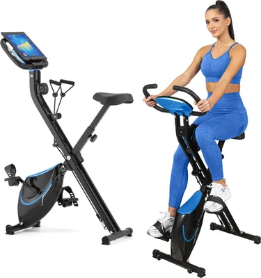Image de Gymtek® Vélo d'appartement magnétique pliable pour la maison - jusqu'à 120kg - 8 niveaux de résistance, 4kg de masse d'inertie - écran LCD - pour Home Gym Fitness