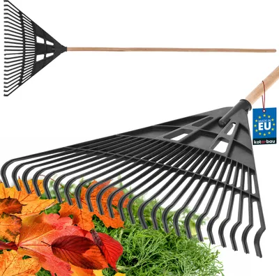 Immagine prodotto di KOTARBAU® Rastrello per Foglie Plastica 61 cm Nero Rastrello Giardino con Manico Rastrelli per Foglie Erba Siepi Leggero Resistente Universale