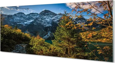Produktbild von Glasbilder 125x50 Wandkunst Gebirgssee