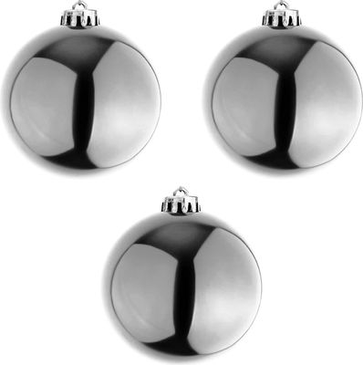 3 Stück XXL Weihnachtsbaumkugeln Christbaumkugeln Silber Ø 20cm