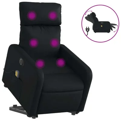 Image de vidaXL Fauteuil de massage avec releveur électrique noir similicuir