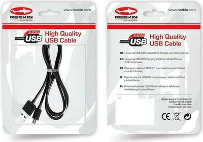 Produktbild von Reekin Ladekabel Kabel 2in1 MicroUSB & USB-C 1 Meter Schwarz-Nylon