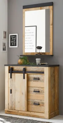 Produktbild von Garderoben Set 2-teilig "Stove" Used Wood hell anthrazit Flurgarderobe