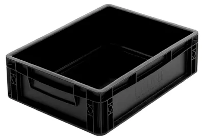 Produktbild von Aufbewahrungsbox 40x30x12 cm - Eurobox - praktische Plastikbox, Transportkiste, Kiste, Stapelbox für Camping, Keller oder Garten - Schwarz, stapelbar mit anderen Euroboxen