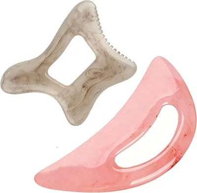 Produktbild von Gua Sha Massagegerät, 2 Stück, Harz, für Lymphdrainage und Cellulitismassage