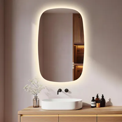 Produktbild von S'AFIELINA 80×50 cm Wandspiegel LED – Badspiegel mit Beleuchtung, HD-Glas , dimmbar, 3-farbige LED, Anti-Beschlag, horizontal & vertikal aufhängbar