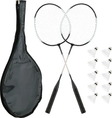 Immagine prodotto di Set da badminton Relaxdays con borsa, 2 racchette da badminton, 10 volani, gioco di badminton per bambini e adulti, bianco e nero