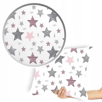 Image de Designpremium Housse de coussin étoiles roses 70x80 cm en coton