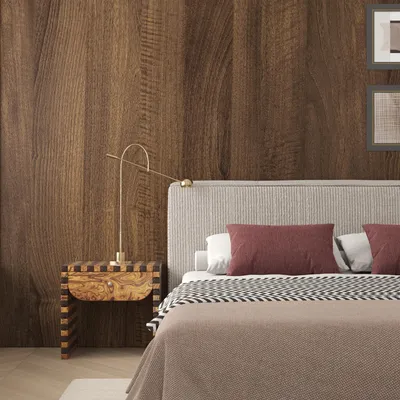 Image de Panneau décoratif adhésif pour mur, imitation bois de noyer, dimensions 60 cm x 9 m