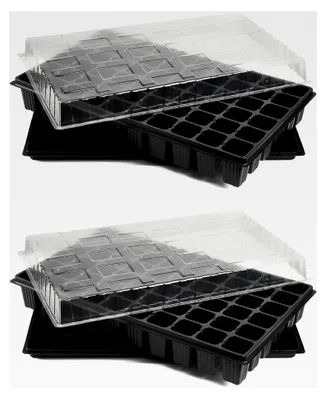 Produktbild von Anzuchtplatte mit Untersetzer und Deckel, 2er-Pack, Anzuchtschale für 60 Pflanztöpfe 46x46x H70 mm