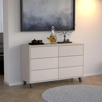 Produktbild von BEAUTYSOFA Kommode HOME 120 cm Kaschmir - Push-to-Open, ohne Griffe, modernes Sideboard mit 6 Schubladen, Anrichte für Wohnzimmer, Schlafzimmer & Flur