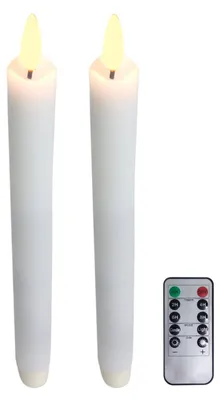 Image de Lot de 2 bougies de table LED en cire blanc chaud 24,5cm Bougies de table pointues Bougies tige