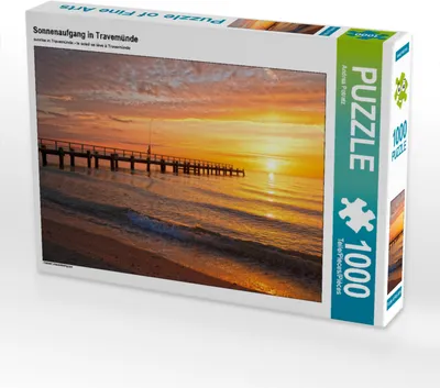 Produktbild von CALVENDO Puzzle Sonnenaufgang in Travemünde | 1000 Teile Lege-Größe 64x48cm Foto-Puzzle für glückliche Stunden