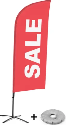 Produktbild von Showdown Displays Beachflag - Komplett-Set -- Englisch - Rot - Kreuzständer - Alu