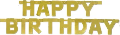 Produktbild von Buchstabengirlande Happy Birthday Gold 121cm