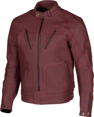 Produktbild von Merlin Gable II wasserdichte Motorrad Lederjacke, dunkelrot, 48