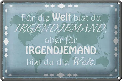 Produktbild von Blechschild Spruch 30x20cm für Welt bist du irgendjemand