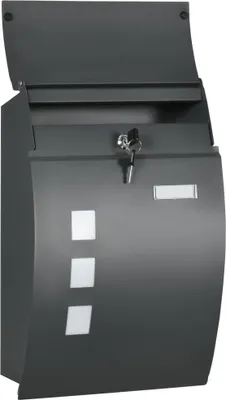 Produktbild von Briefkasten mit Schloss, verzinkter Stahl, 30 cm langer Postschlitz, Grau