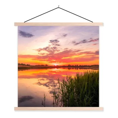 Produktbild von MuchoWow® Textilposter Wasser - Luft - Natur 60x60 cm mit holzfarbenen Rahmen - Wanddekoration