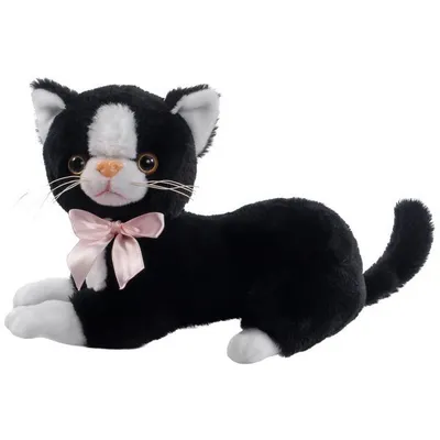 Produktbild von Flico schwarze Katze Maskottchen mit Schleife 34 cm