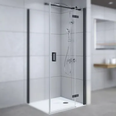 Produktbild von Drehtür für Seitenwand Breuer Panorama 120 cm Anschlag rechts Nachbildung Grau Profilfarbe schwarz