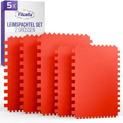Produktbild von Zahnspachtel Kunststoffspachtel Klebespachtel - 5 Zahnungen - Set 3 x 110 x 167 mm und 2 x 82 x 128,5 mm - Für Fliesen und Kleber