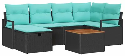 Produktbild von vidaXL Gartensofa-set 7 stk. Schwarz Poly-Rattan