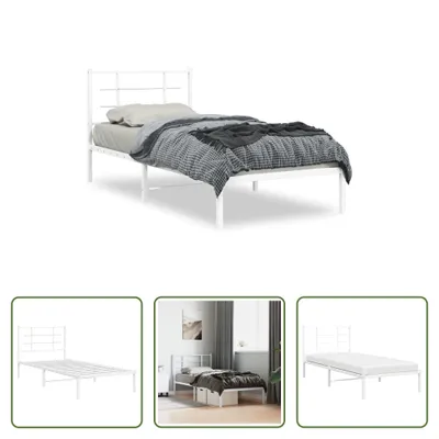 Produktbild von The Living Store Bettgestell mit Kopfteil Metall Weiß 90x200 cm