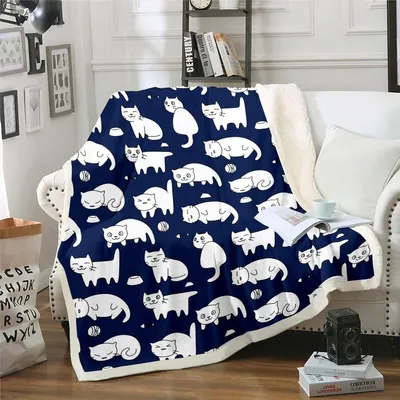 Obrázok produktu pre Elzusha – Sherpa deka pre domáce zvieratá s roztomilým motívom mačiek, 75x100 cm