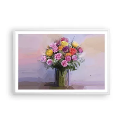 Produktbild von Gerahmtes Poster - Weißer Rahmen - Blumen Vase Grafiken - 91,5x61 cm - Wand Bild - Wanddeko - Wandbilder - Kunstposter - Wandposter - Bilderrahmen - Bilder - Kunstdruck - Wandbild - P2WAA91x61-4207