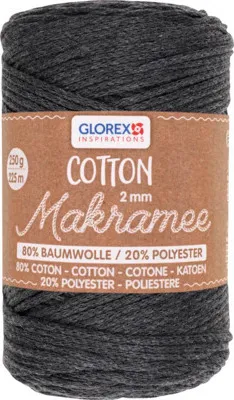 Produktbild von Makramee Baumwolle gewebt anthrazit 2 mm 225 m 250 g