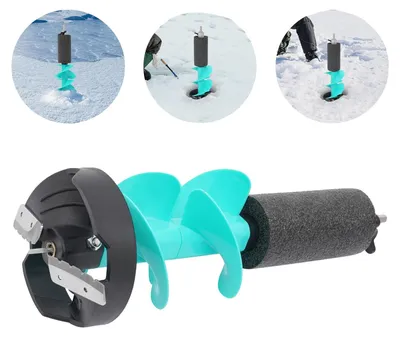 Zdjęcie produktu dla Świder do lodu, średnica 15 cm, wysokość 49 cm, stop aluminium, ostrza ze stali nierdzewnej, konstrukcja przenośna