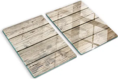 Imagen del producto de Cubierta para placa de cocina – Cubierta para placa de inducción – Placa de protección de vidrio – 2x40x52 cm – Placas de protección de vidrio para cocina – Vidrio templado – Madera