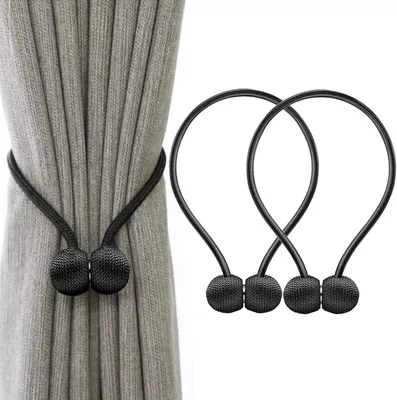 Produktbild von Magnetische Raffhalter zum Anklemmen von für Vorhänge, Krawatte Band Zuhause Büro Dekorative Vorhänge Weben Holdbacks Halter 2 Stück