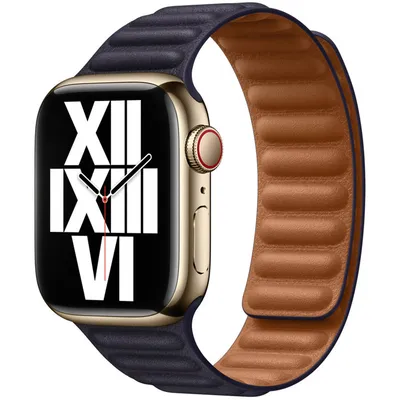 Produktbild von Leather Link Armband für das Apple Watch Series 1 t/m 9 / SE (38/40/41 mm) | Series 10 / 11 (42 mm) - Größe M/L - Ink