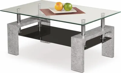 Produktbild von Halmar Glas Konferenztisch Diana Einführung - Beton / transparent / schwarz