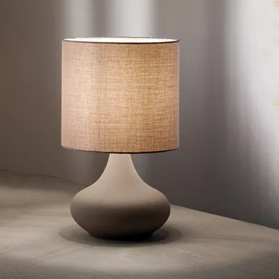 Immagine prodotto di Lampada Da Scrivania Contemporanea Paul Metallo Tortora Tessuto 1 Luce E27