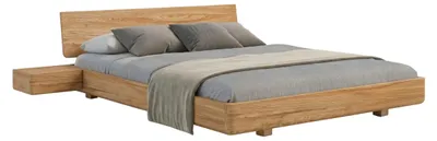 Produktbild von Schwebebett aus massivem Eichenholz Visby LENA, mit Nachttische / 140 × 200 cm