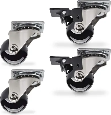 Produktbild von SOTECH 4er SET Möbelrollen SWIFT Ø 35 mm Lenkrollen Bockrollen schwarz 2 mit und 2 ohne Feststeller
