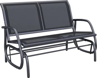 Zdjęcie produktu dla Fortuna Lai Fotel bujany 2-osobowy Ławka ogrodowa Huśtawka ogrodowa Ławka Parkowa Ławka Metalowe meble ogrodowe Czarne 120 x 70 x 88 cm