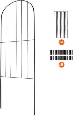 Zdjęcie produktu dla Ogrodzenie ogrodowe SucceBuy, 60 cm (wys.) x 9 m (dł.) ogrodzenie dla zwierząt, podziemne ogrodzenie dekoracyjne z 5 cm odstępem między kolcami, metalowe ogrodzenie dla psów na podwórko i patio, opakowanie 28 szt