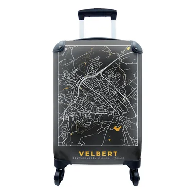 Produktbild von MuchoWow® Koffer Handgepäck Trolley Rollkoffer Kleine Reisekoffer mit 4 Rollen - Karte - Velbert - Gold - Stadtplan - Deutschland - Cabin Size < 55x40x23 cm & 55x40x20 cm - Fotokoffer - Kabinenkoffer - Boardgepäck - Reise-Box - Reisekoffer - Reisegepäck - Koffer mit Bild - Trolley für Kinder